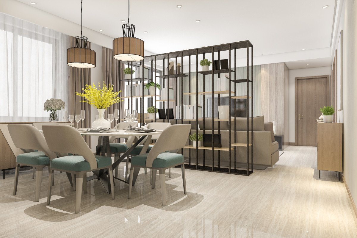 Modern open plan living and dining interior