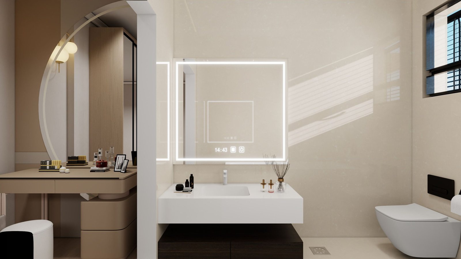 Modern bathroom remodeling with walk-in shower and custom tile in Dallas TX
